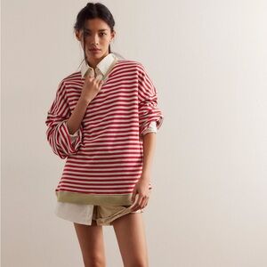 NWOT We the Free classic striped Pullover